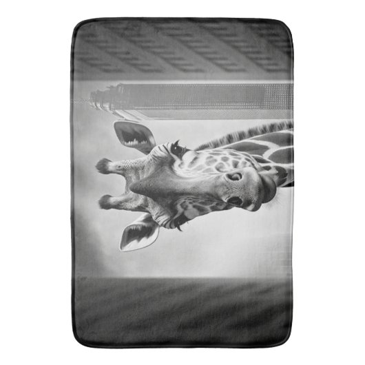 Giraffe in een Cityscape Badmat (Voorkant Verticaal)