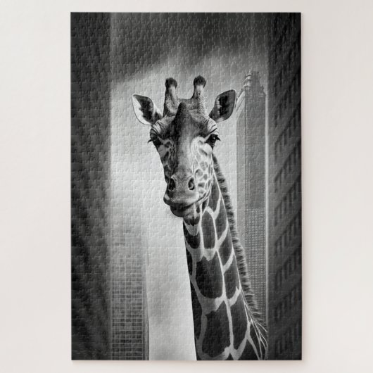 Giraffe in een Cityscape Legpuzzel (Verticaal)