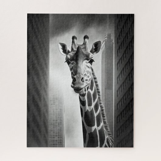 Giraffe in een Cityscape Legpuzzel (Verticaal)