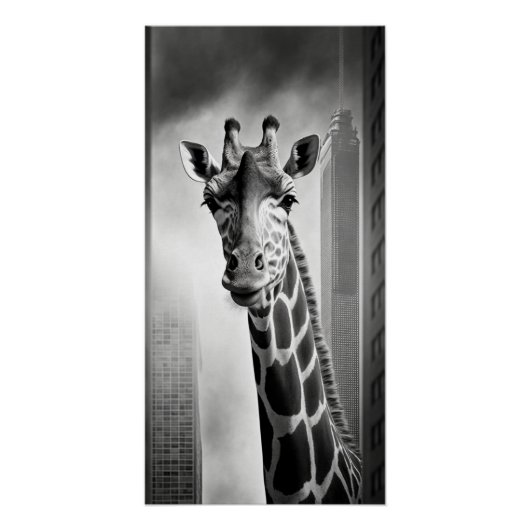 Giraffe in een Cityscape Perfect Poster (Voorkant)