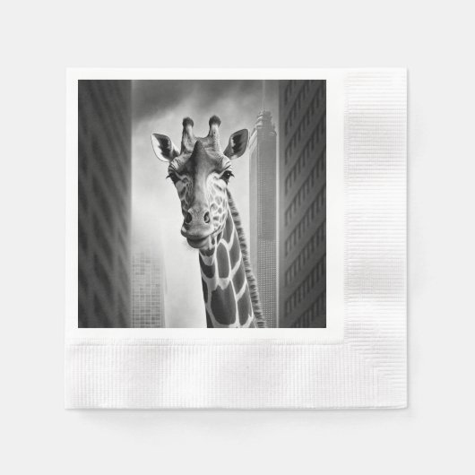 Giraffe in een Cityscape Servet (Voorkant)
