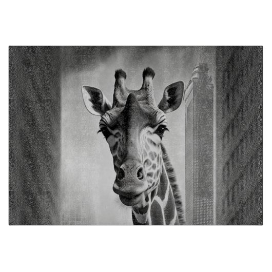 Giraffe in een Cityscape Snijplank (Voorkant)