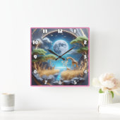 Giraffe in een gloeiende Afrikaanse schemering Vierkante Klok (Huis)