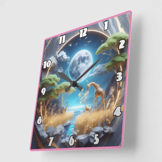 Giraffe in een gloeiende Afrikaanse schemering Vierkante Klok (Hoek)