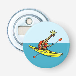 Giraffe in een kajak button flesopener