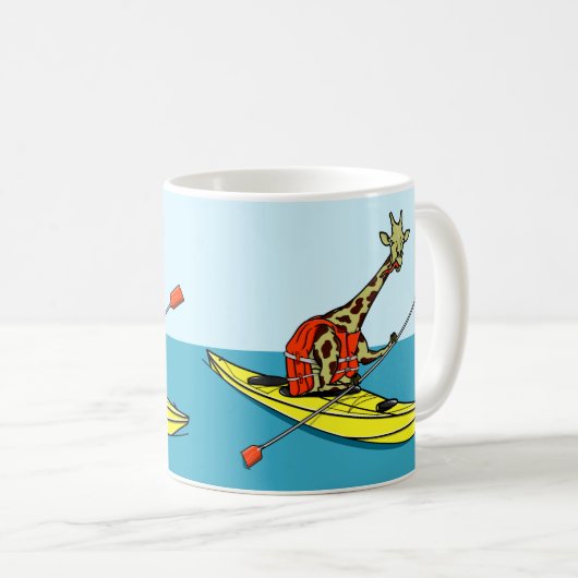 Giraffe in een kajak koffiemok (Voorkant rechts)