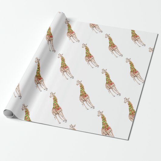 Giraffe in een Scarf Cadeaupapier (Uitgerold)