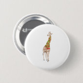 Giraffe in een Scarf Ronde Button 5,7 Cm (Voorkant /achterkant)