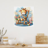 Giraffe in een schommelstoel jongen poster (Keuken)