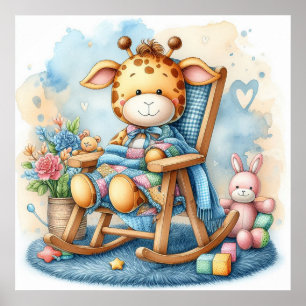 Giraffe in een schommelstoel Jongen Poster