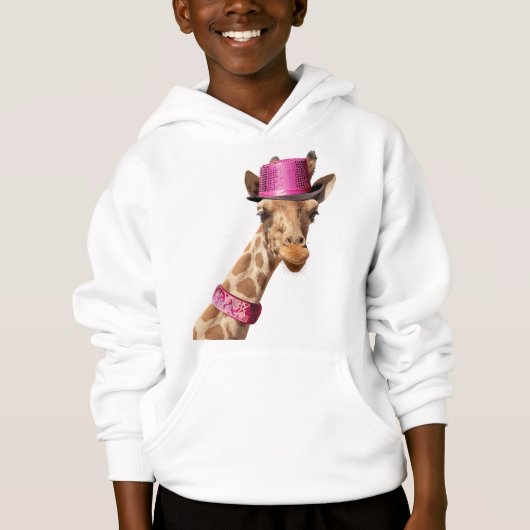 Giraffe in een sprankelend roze pet (Voorkant)