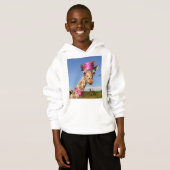Giraffe in een sprankelend roze pet (Voorkant volledig)