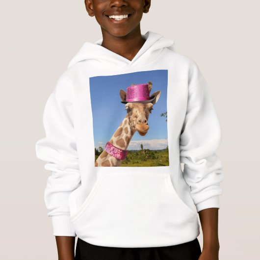 Giraffe in een sprankelend roze pet (Voorkant)