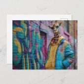 Giraffe in een streetwear met zonnebril briefkaart (Voorkant / Achterkant)