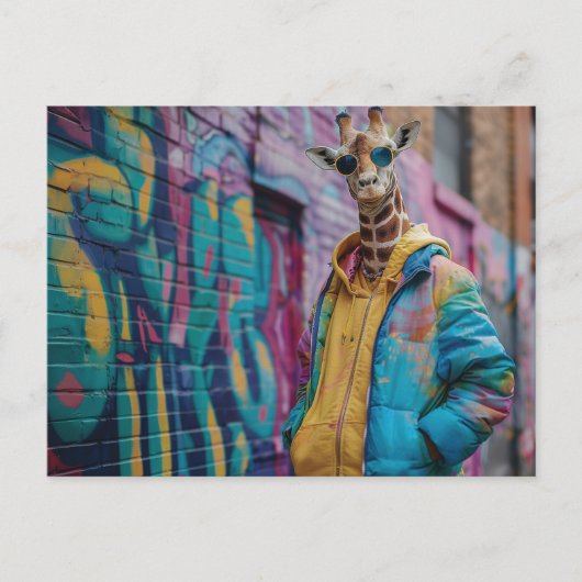 Giraffe in een streetwear met zonnebril briefkaart (Voorkant)
