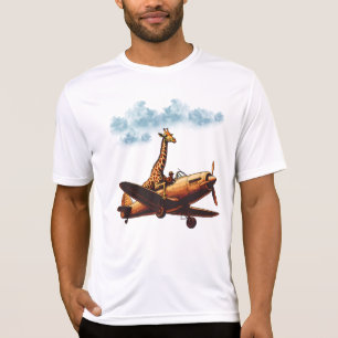 Giraffe in een vliegtuig t-shirt