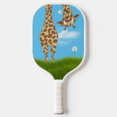 Giraffe in gras met madeliefjes pickleball paddle (Voorkant)