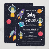 Giraffe in het ruimteschip Baby shower Kaart (Voorkant / Achterkant)