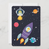 Giraffe in het ruimteschip Baby shower Kaart (Achterkant)