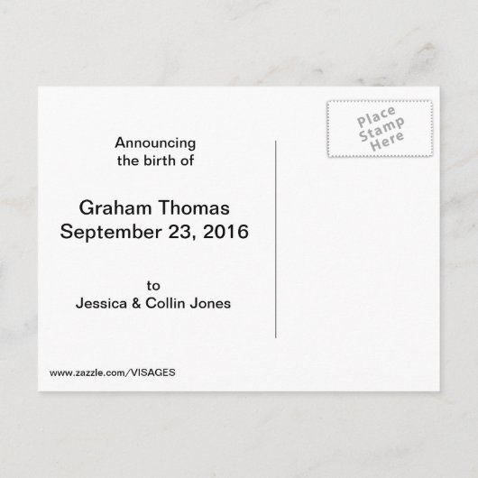 Giraffe in het vliegtuig Geboorteaankondiging Aankondigingskaart (Achterkant)