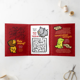 Giraffe in het wild Puzzle Wenskaart Trifold Drieluik Wenskaart