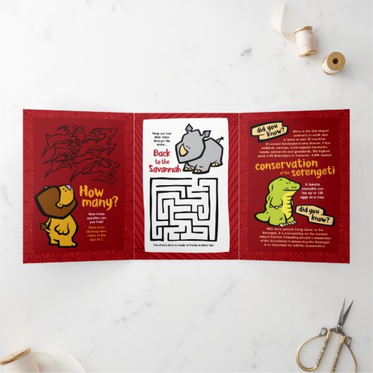 Giraffe in het wild Puzzle Wenskaart Trifold Drieluik Wenskaart (Binnen)