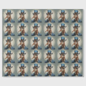 Giraffe in hoge hoed en jas cadeaupapier (Vlak)