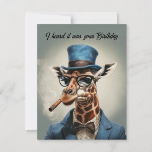 Giraffe in hoge hoed en jas Happy Birthday