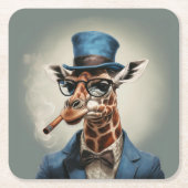 Giraffe in hoge hoed en jas kartonnen onderzetters (Voorkant)