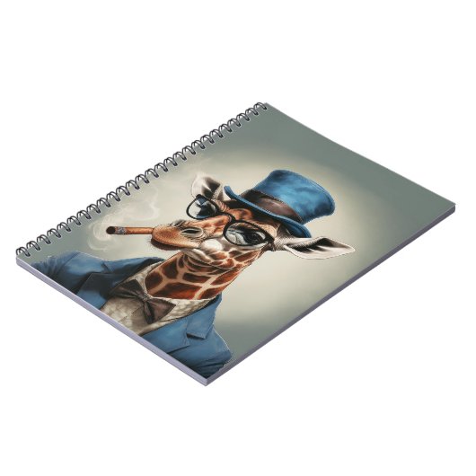 Giraffe in hoge hoed en jas notitieboek (Linkerzijde)