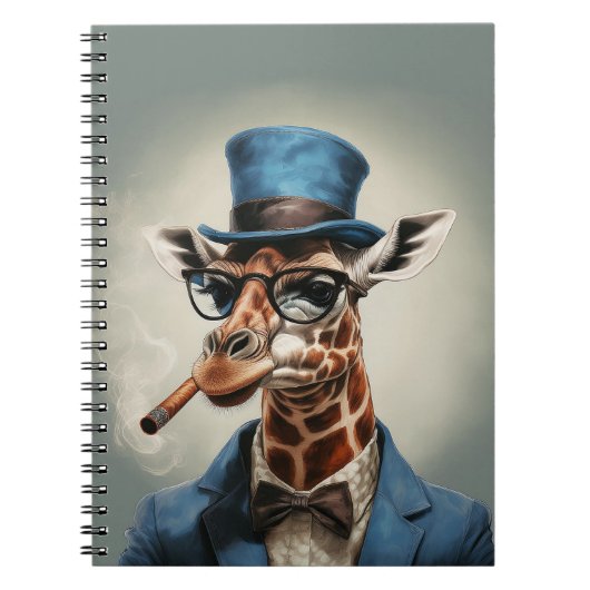 Giraffe in hoge hoed en jas notitieboek (Voorkant)