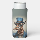 Giraffe in hoge hoed en jas seltzer blikjeskoeler (Seltzer Achterkant)