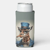 Giraffe in hoge hoed en jas seltzer blikjeskoeler (Seltzer Voorkant)