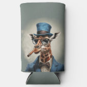 Giraffe in hoge hoed en jas seltzer blikjeskoeler (Voorkant)