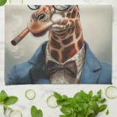 Giraffe in hoge hoed en jas theedoek (Gevouwen)