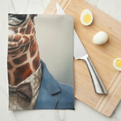 Giraffe in hoge hoed en jas theedoek (Quarter Fold)