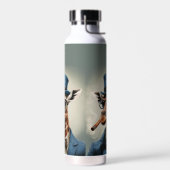 Giraffe in hoge hoed en jas waterfles (Links)