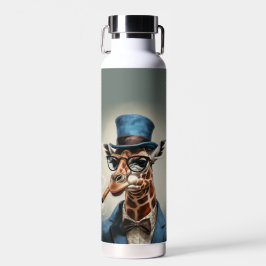 Giraffe in hoge hoed en jas waterfles