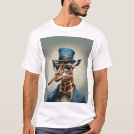 Giraffe in hoge hoed met sigaar t-shirt