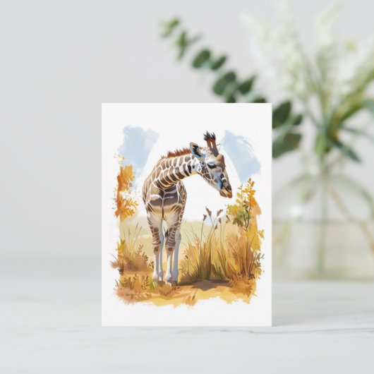 Giraffe in hoog gras feestdagenkaart (Staand voorkant)