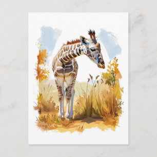Giraffe in hoog gras feestdagenkaart