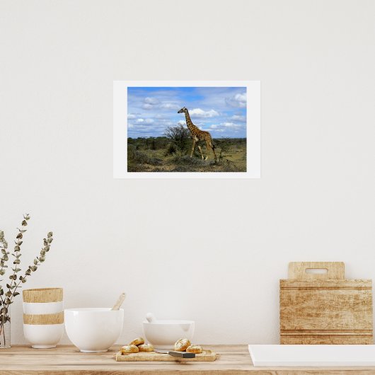 GIRAFFE IN KENIA AFRIKA POSTER (Keuken)