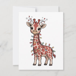 Giraffe in Kerstlichtjes Gewikkeld Dierenliefhebbe Notitiekaartje