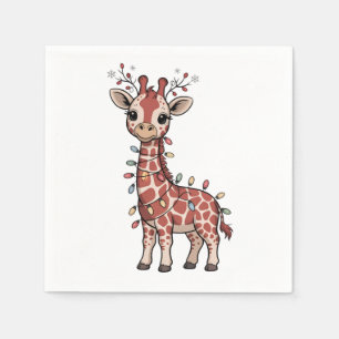 Giraffe in Kerstlichtjes Gewikkeld Dierenliefhebbe Servet