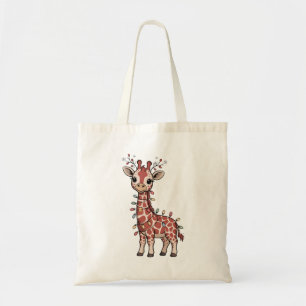 Giraffe in Kerstlichtjes Gewikkeld Dierenliefhebbe Tote Bag