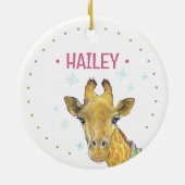 Giraffe in kerstsjaal Schattigee winter Dierenkuns Keramisch Ornament (Achterkant)