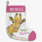 Giraffe in kerstsjaal Schattigee winter Dierenkuns Kleine Kerstsok (Voorkant)