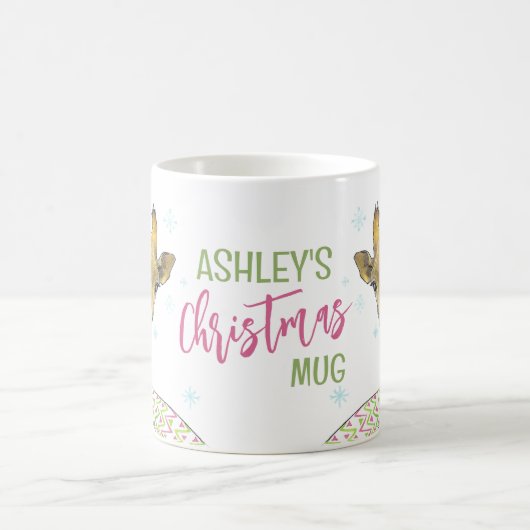 Giraffe in kerstsjaal Schattigee winter Dierenkuns Koffiemok (Center)