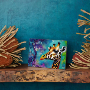 Giraffe in kleur fotoplaat