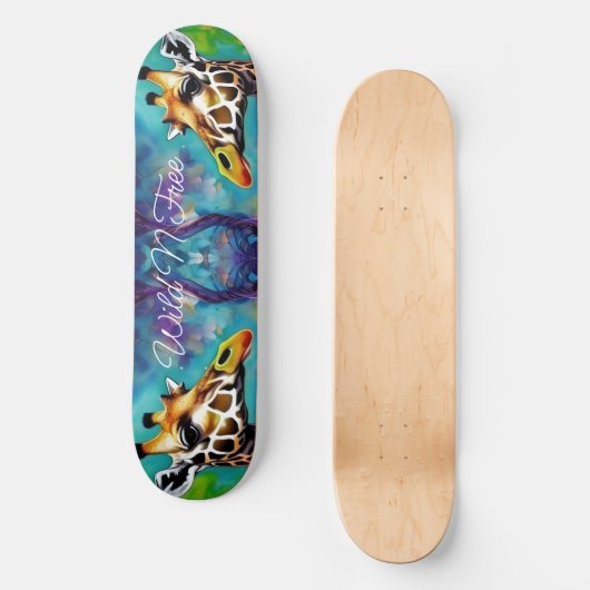 Giraffe in kleur persoonlijk skateboard (Voorkant)